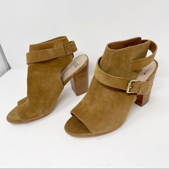 Paige Suede Mimi Buckle Peep Toe Ankle Booties - Picture 5 of 10
